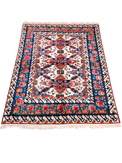 5x7 Beige and Red Kazak Tribal Rug