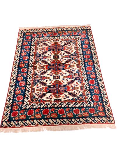 5x7 Beige and Red Kazak Tribal Rug