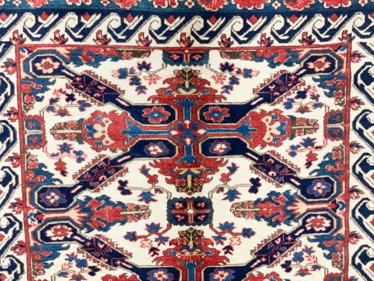 5x7 Beige and Red Kazak Tribal Rug