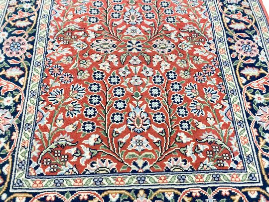 3x9 Red and Navy Turkish Silk Runner
