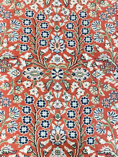 3x9 Red and Navy Turkish Silk Runner