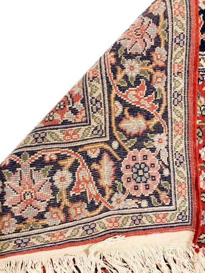 3x9 Red and Navy Turkish Silk Runner