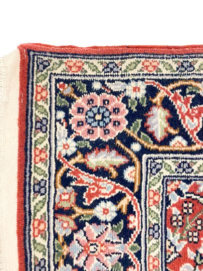 3x9 Red and Navy Turkish Silk Runner