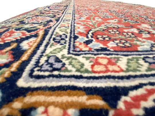 3x9 Red and Navy Turkish Silk Runner