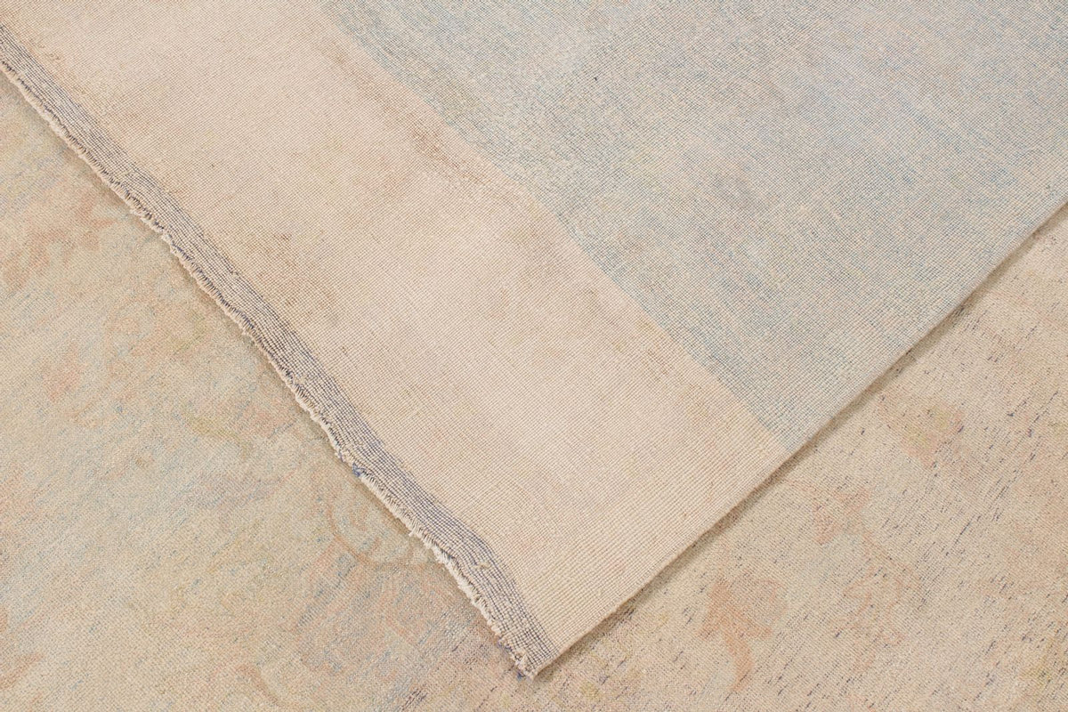 9x12 Ivory and Green Turkish Oushak Rug