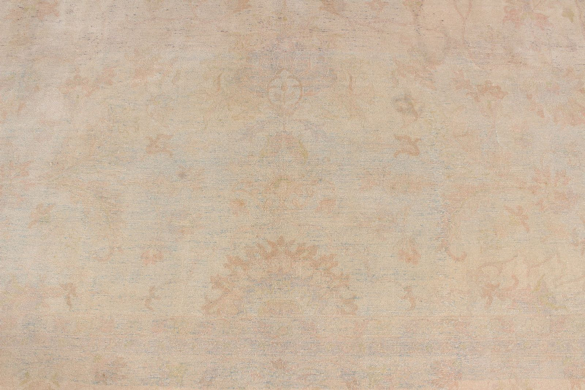 9x12 Ivory and Green Turkish Oushak Rug