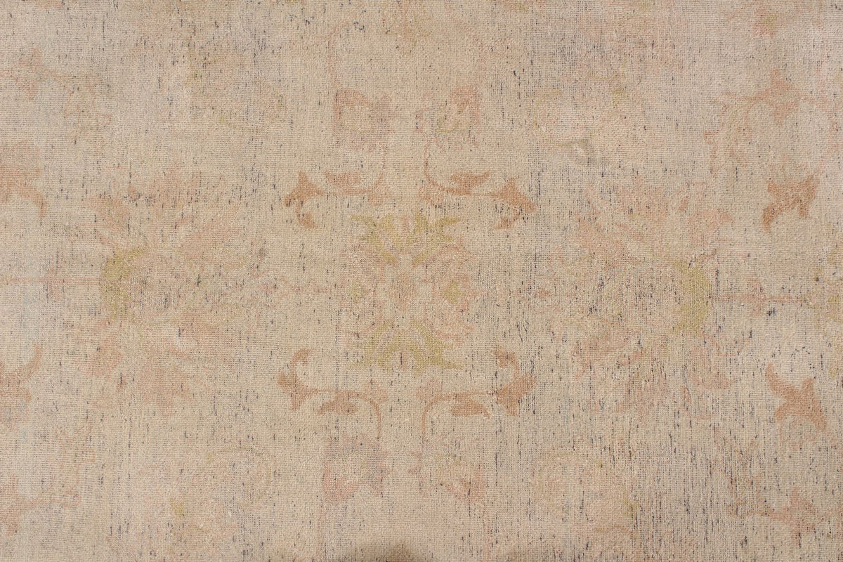 9x12 Ivory and Green Turkish Oushak Rug