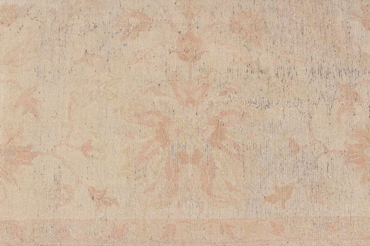 9x12 Ivory and Green Turkish Oushak Rug