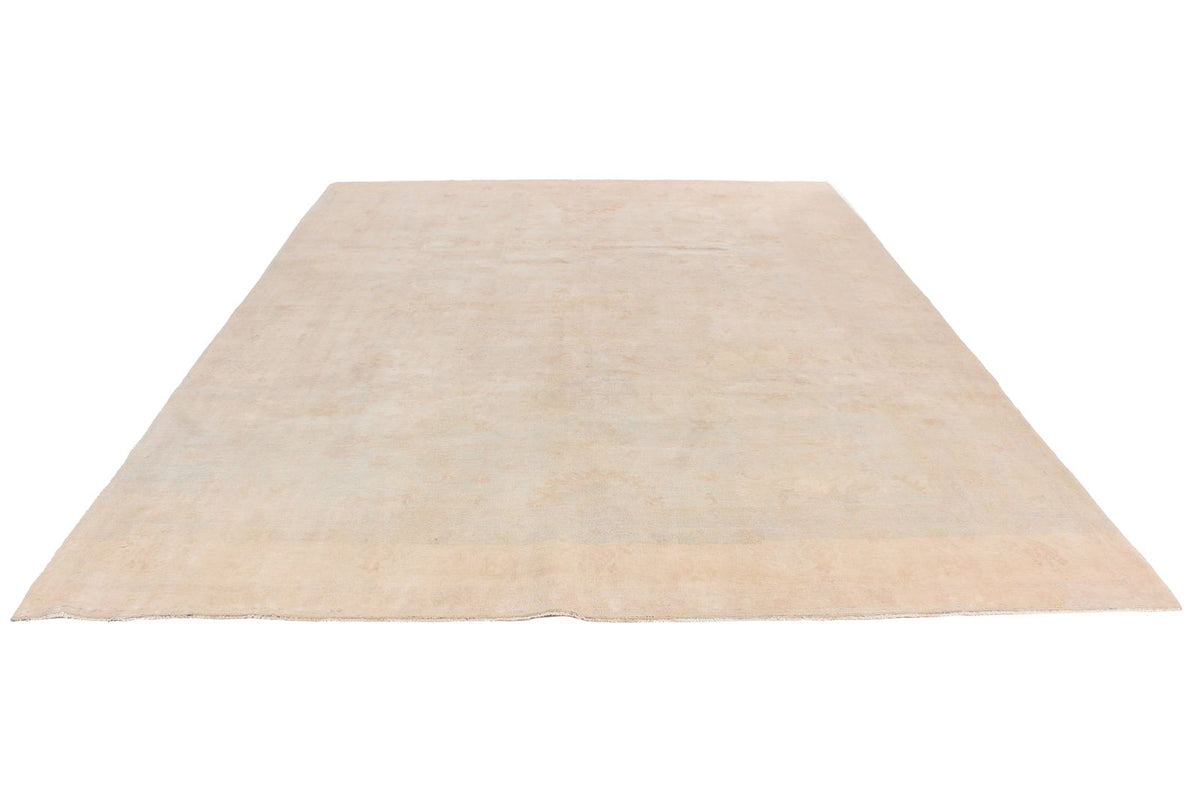 9x12 Ivory and Green Turkish Oushak Rug