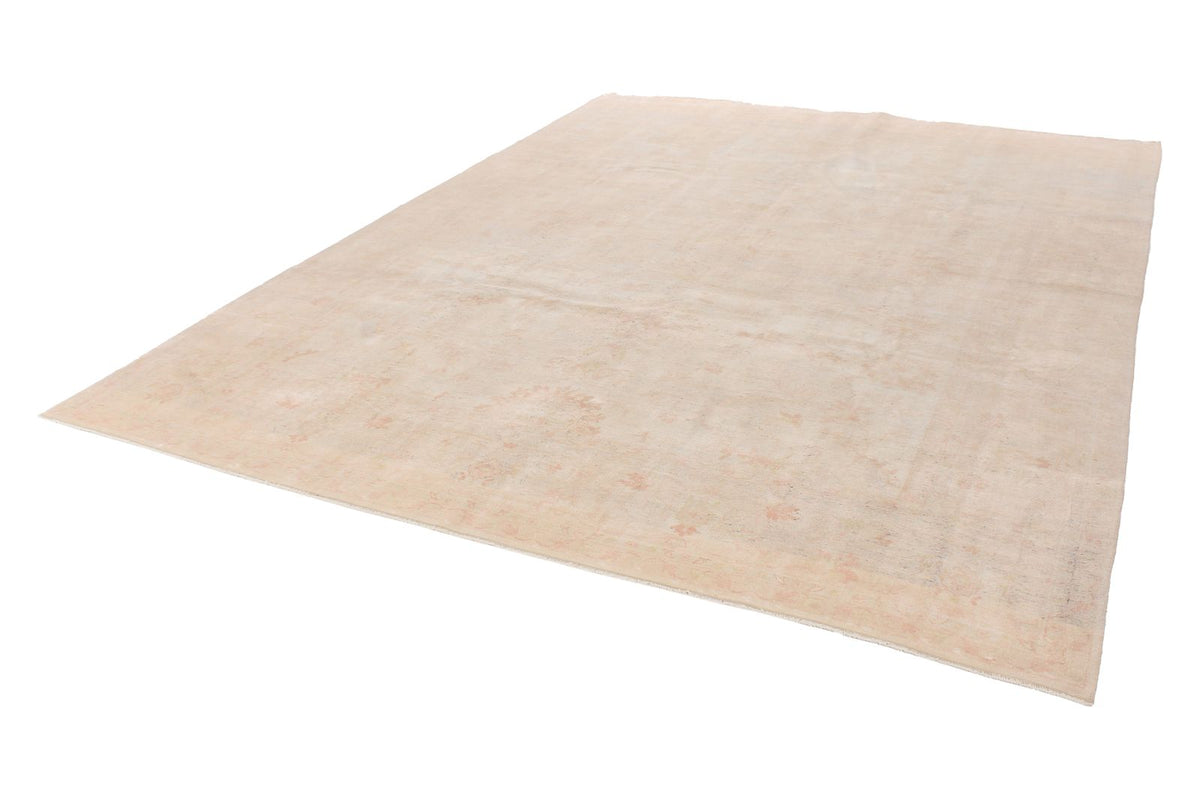 9x12 Ivory and Green Turkish Oushak Rug