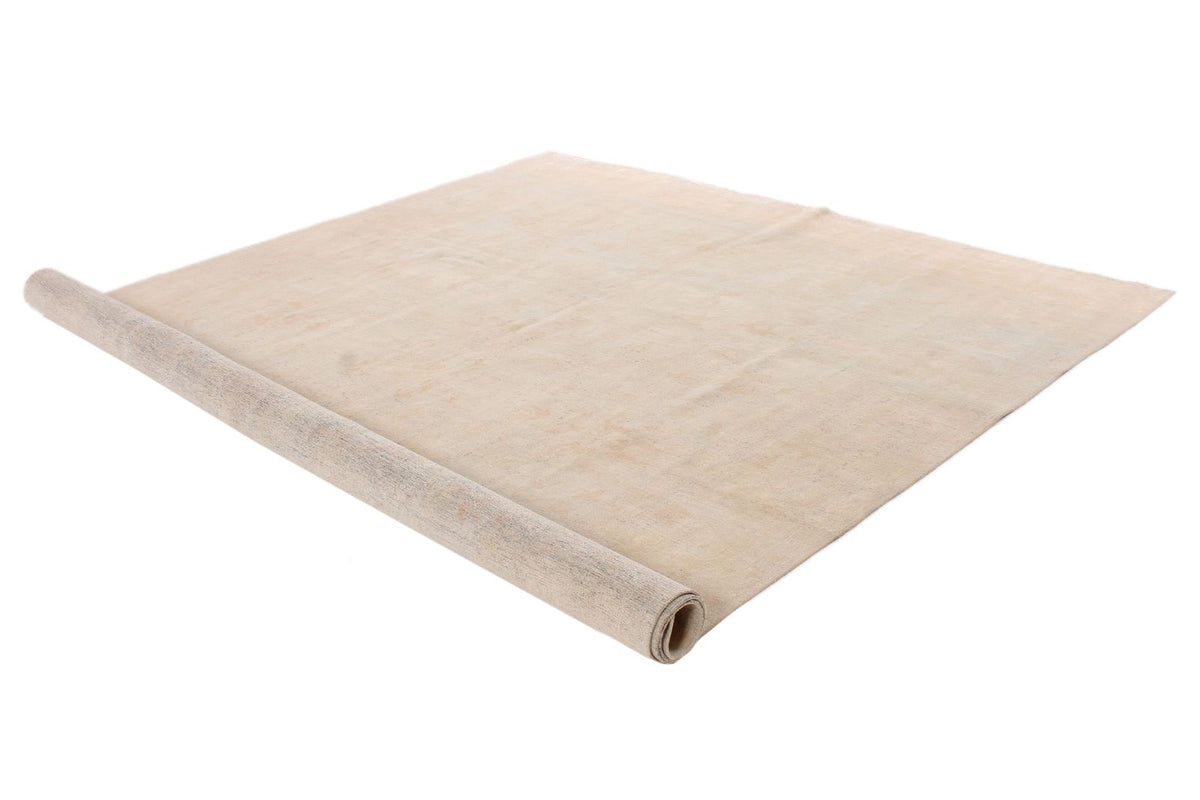 9x12 Ivory and Green Turkish Oushak Rug