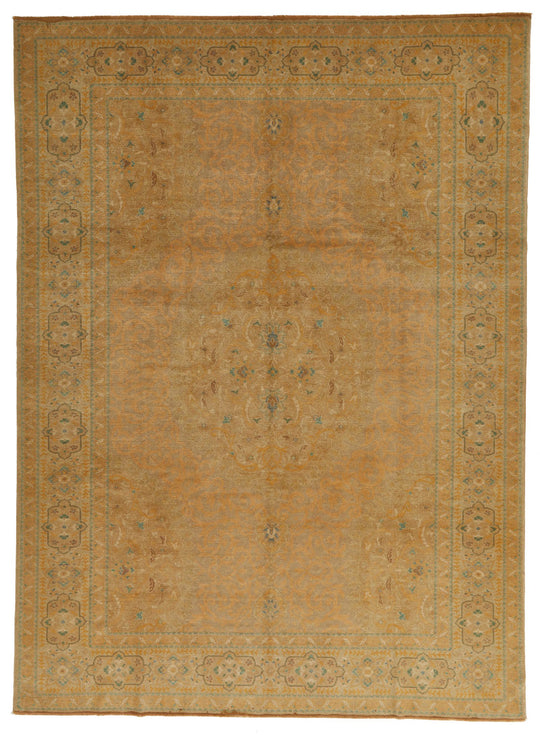9x12 Gold and Blue Turkish Traditional Rug