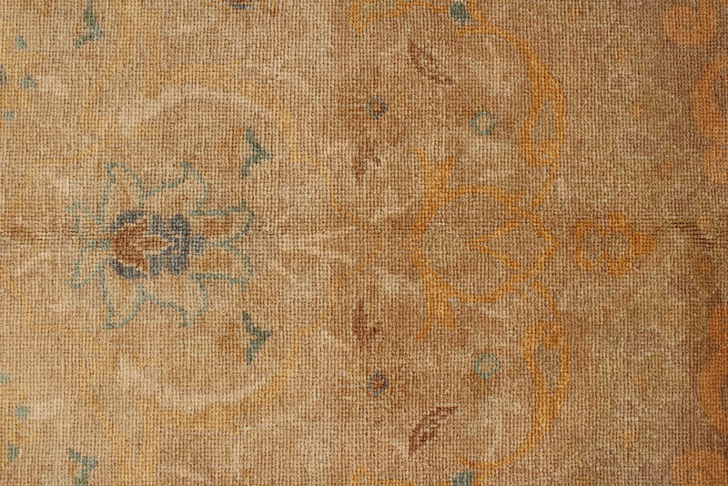 9x12 Gold and Blue Turkish Traditional Rug