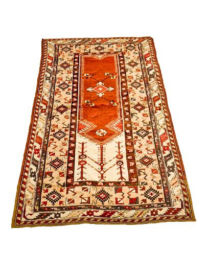 4x7 Red and Beige Turkish Milas Rug