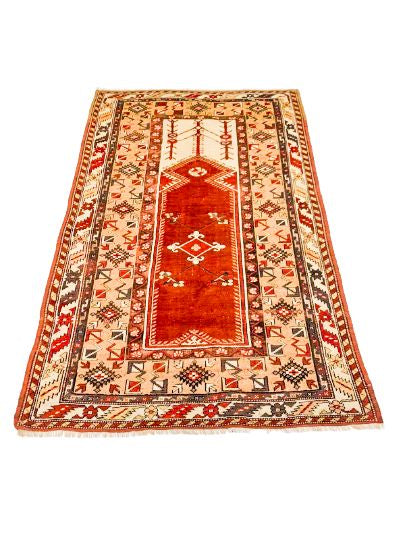 4x7 Red and Beige Turkish Milas Rug