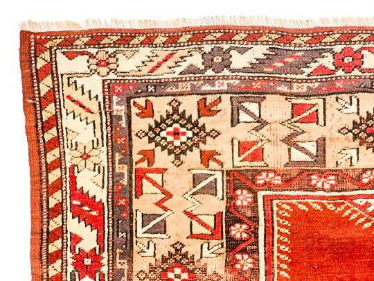 4x7 Red and Beige Turkish Milas Rug