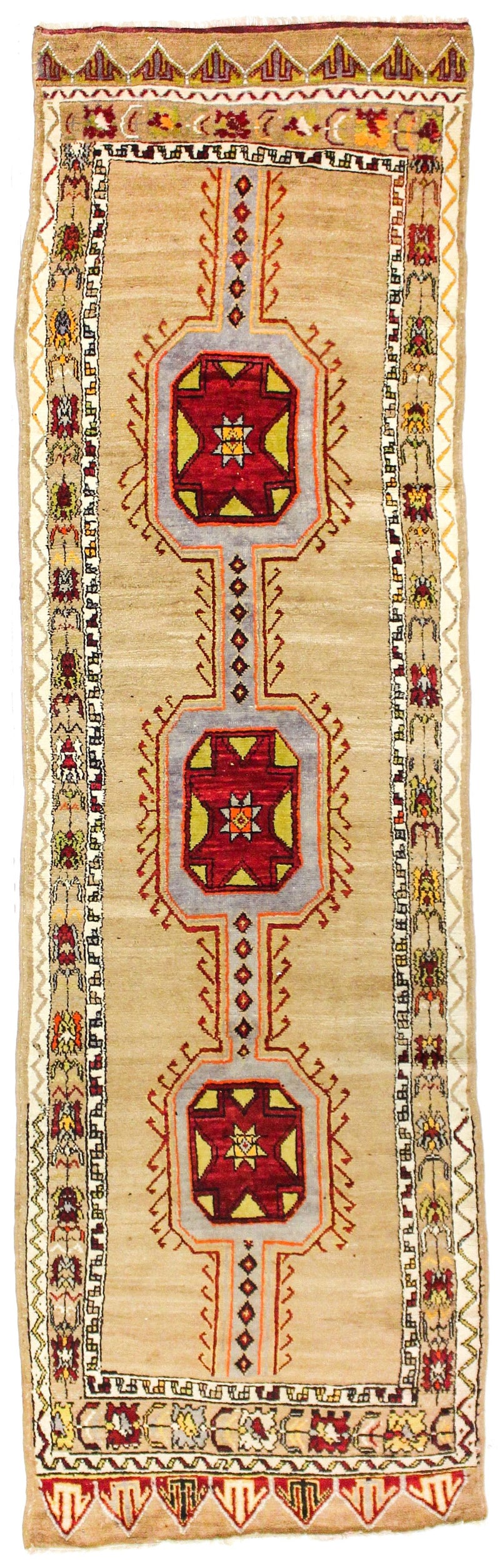 4x13 Brown and Red Turkish Tribal Runner