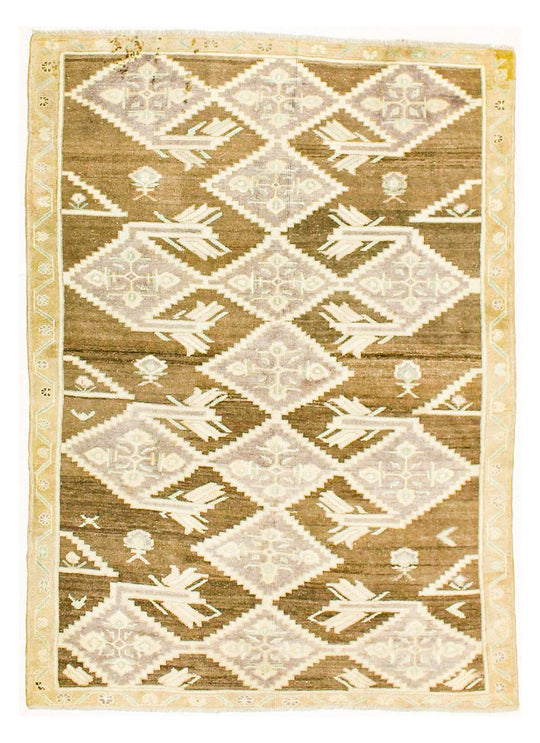 6x8 Purple and Brown Turkish Tribal Rug