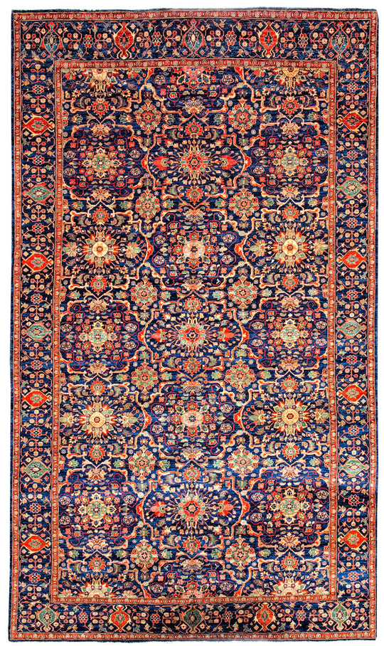 8x14 Navy and Navy Traditional Rug