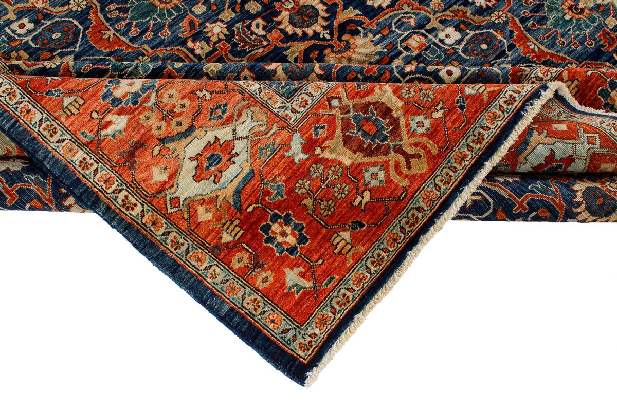 9x12 Navy and Rust Traditional Rug