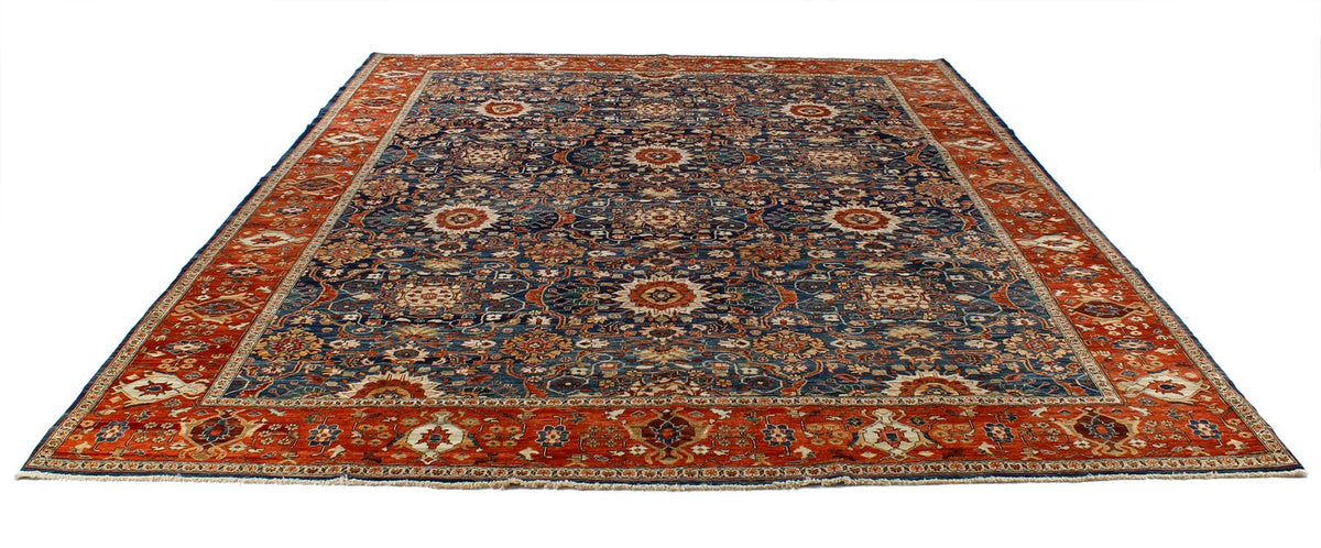 9x12 Navy and Rust Traditional Rug