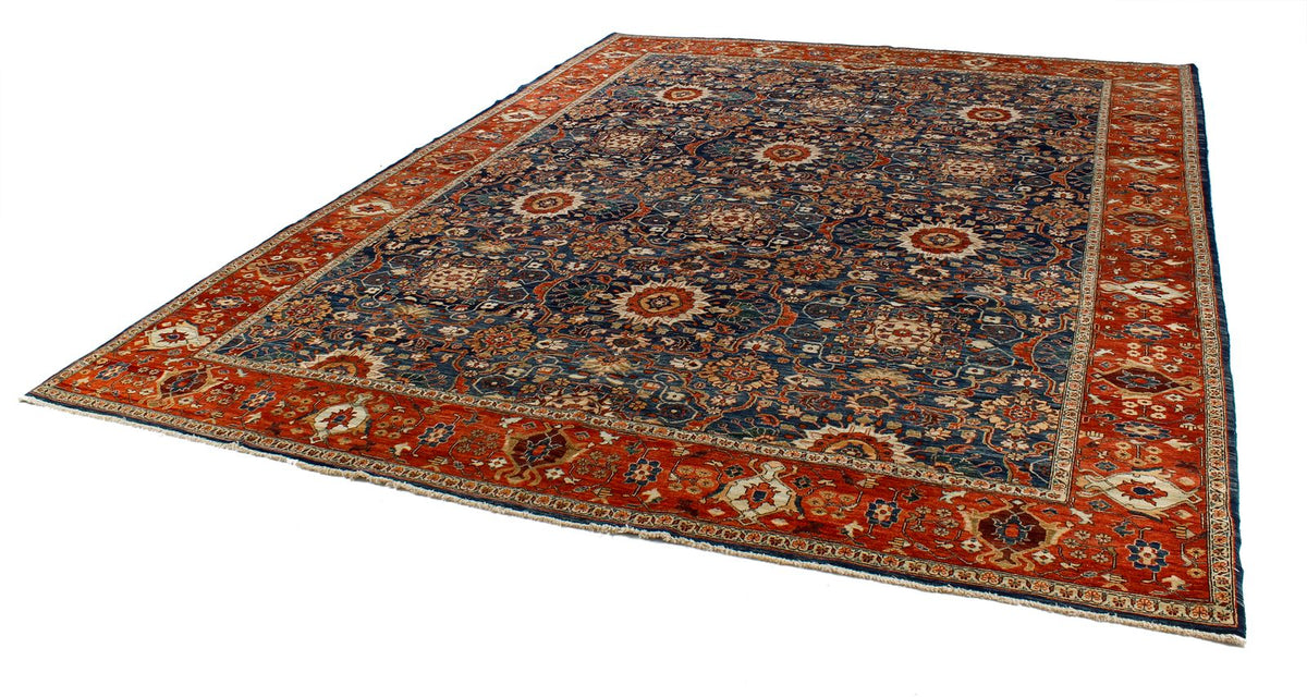 9x12 Navy and Rust Traditional Rug