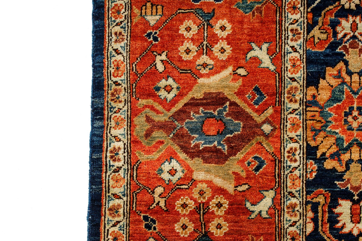 9x12 Navy and Rust Traditional Rug