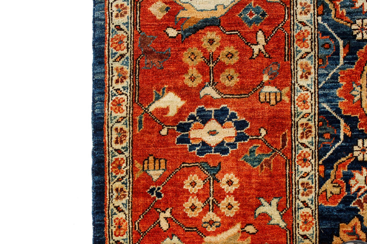 9x12 Navy and Rust Traditional Rug