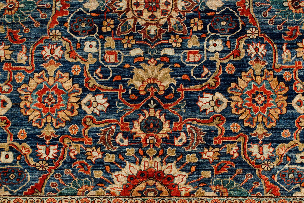 9x12 Navy and Rust Traditional Rug