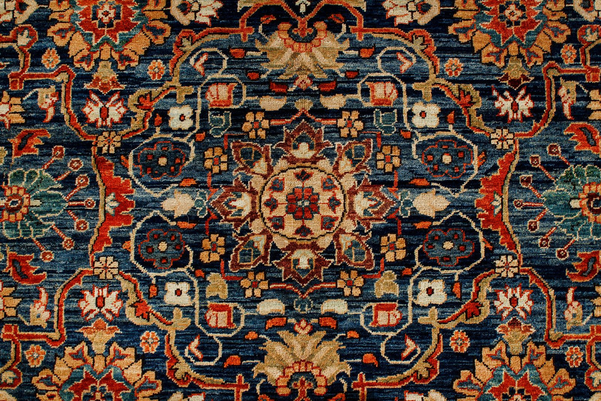 9x12 Navy and Rust Traditional Rug