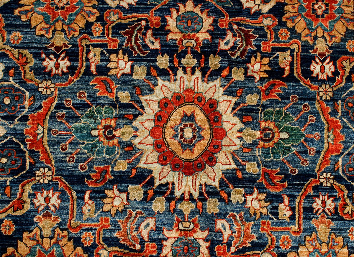 9x12 Navy and Rust Traditional Rug