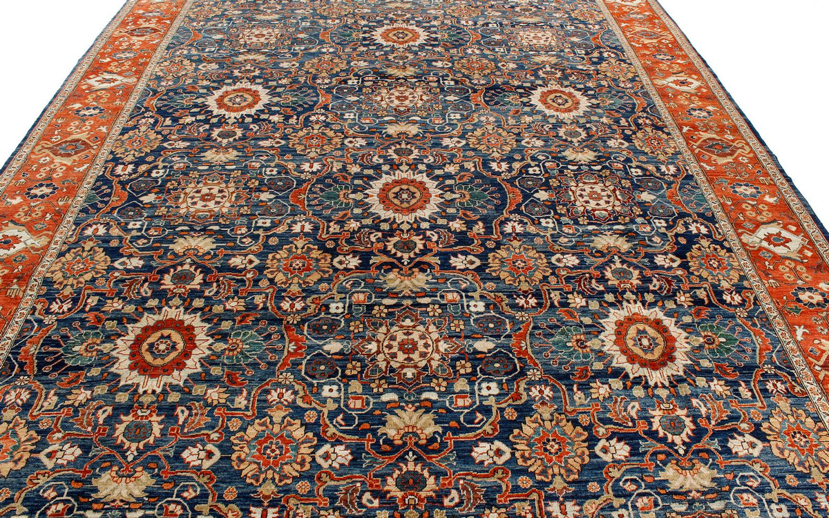 9x12 Navy and Rust Traditional Rug