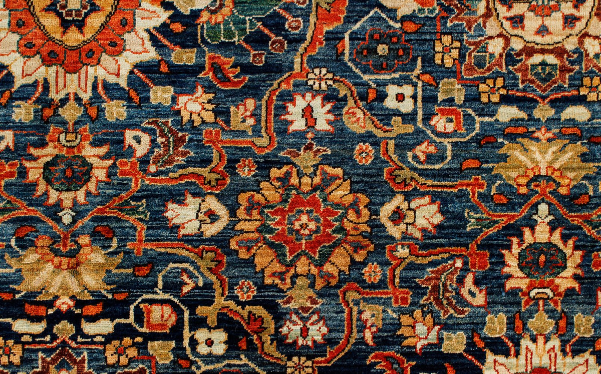 9x12 Navy and Rust Traditional Rug