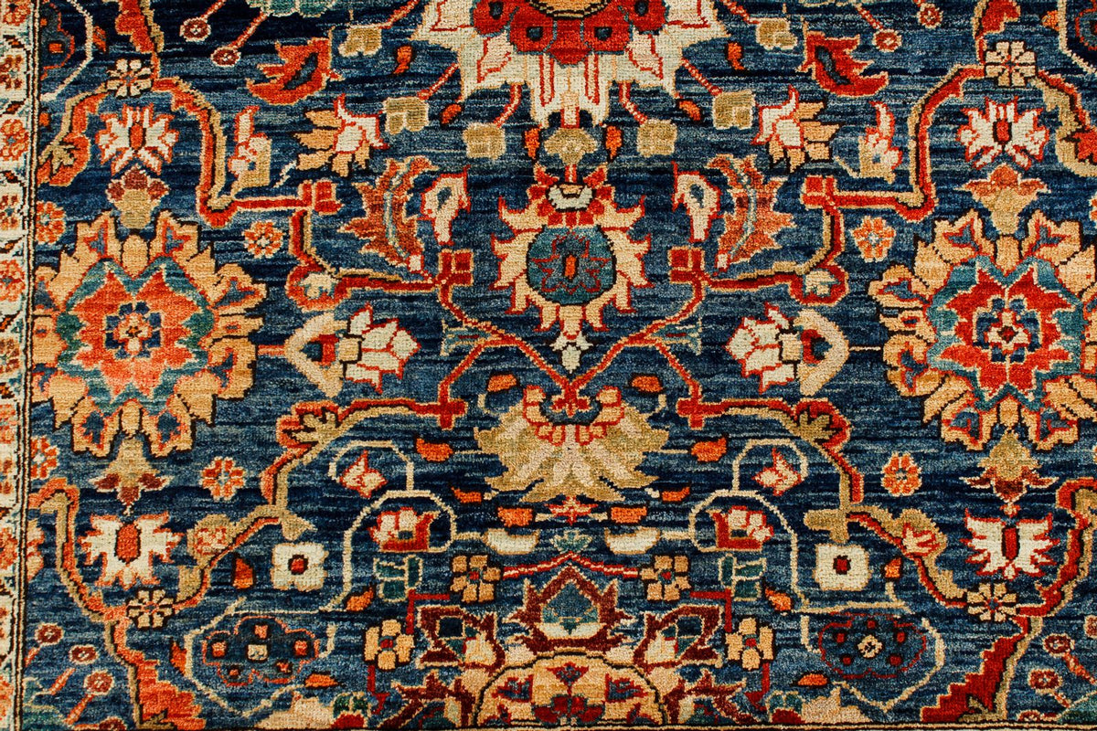 9x12 Navy and Rust Traditional Rug