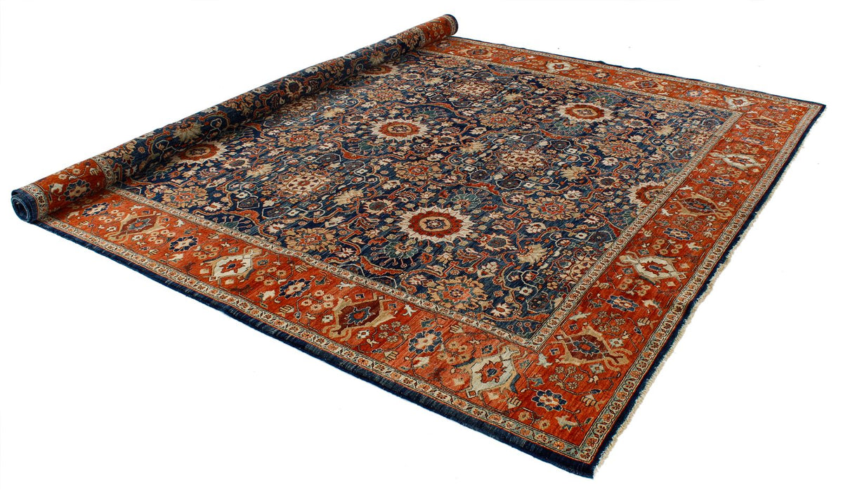 9x12 Navy and Rust Traditional Rug