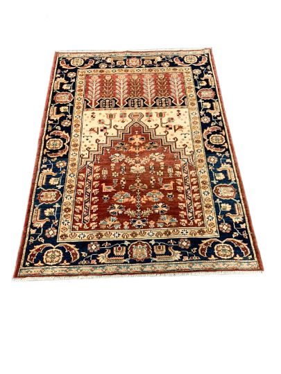 4x6 Red and Navy Anatolian Traditional Rug