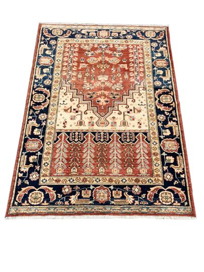 4x6 Red and Navy Anatolian Traditional Rug