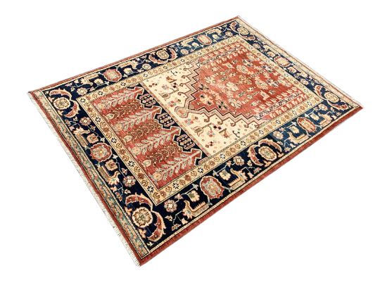 4x6 Red and Navy Anatolian Traditional Rug