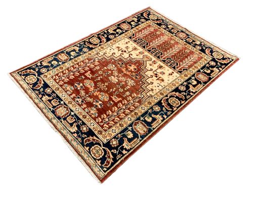 4x6 Red and Navy Anatolian Traditional Rug