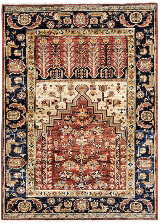 4x6 Red and Navy Anatolian Traditional Rug