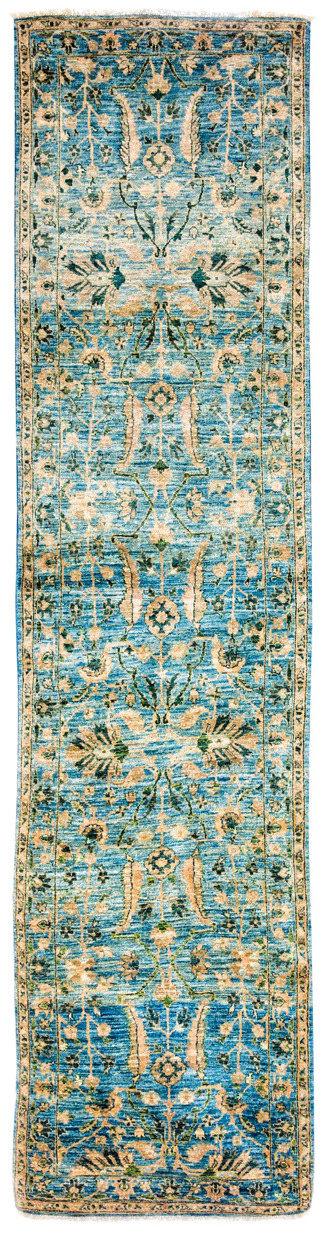 3x10 Blue and Ivory Traditional Runner