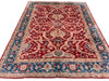 Vintage Handmade 6x8 Red and Blue Anatolian Turkish Oushak Distressed Area Rug