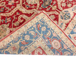 Vintage Handmade 6x8 Red and Blue Anatolian Turkish Oushak Distressed Area Rug