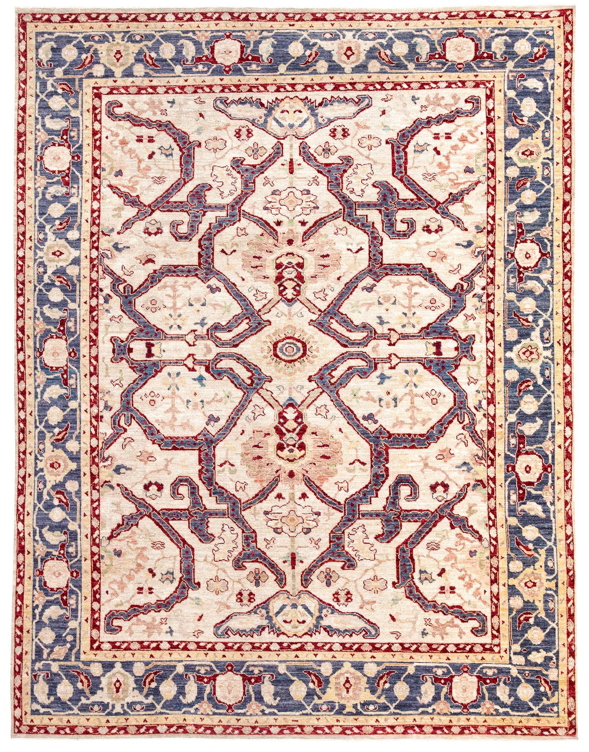 8x10 Beige and Blue Turkish Oushak Rug