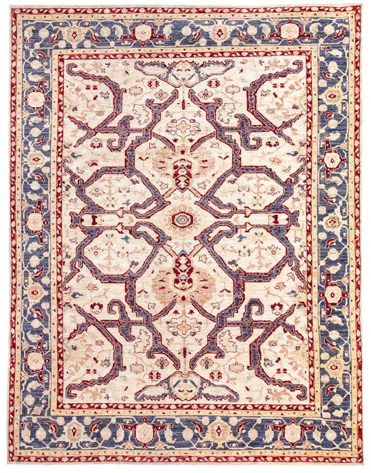 8x10 Beige and Blue Turkish Oushak Rug