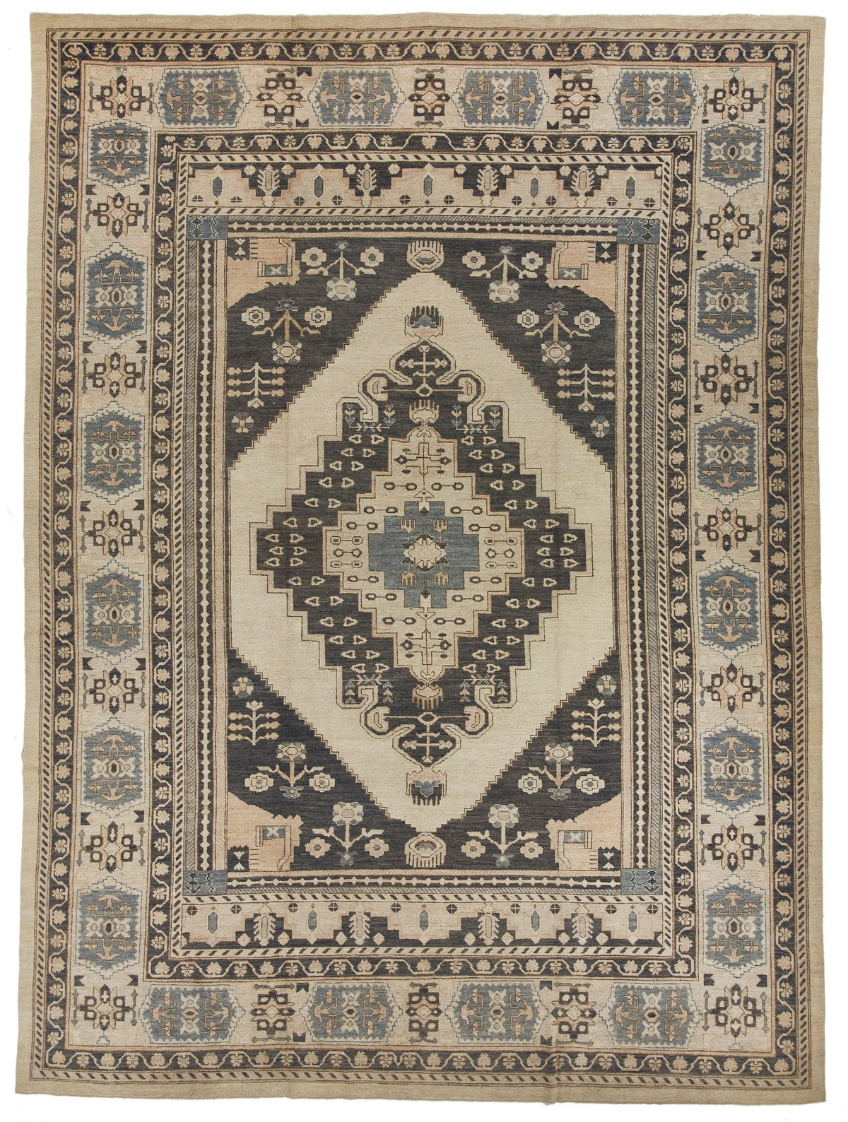 12x16 Beige and Blue Turkish Oushak Rug