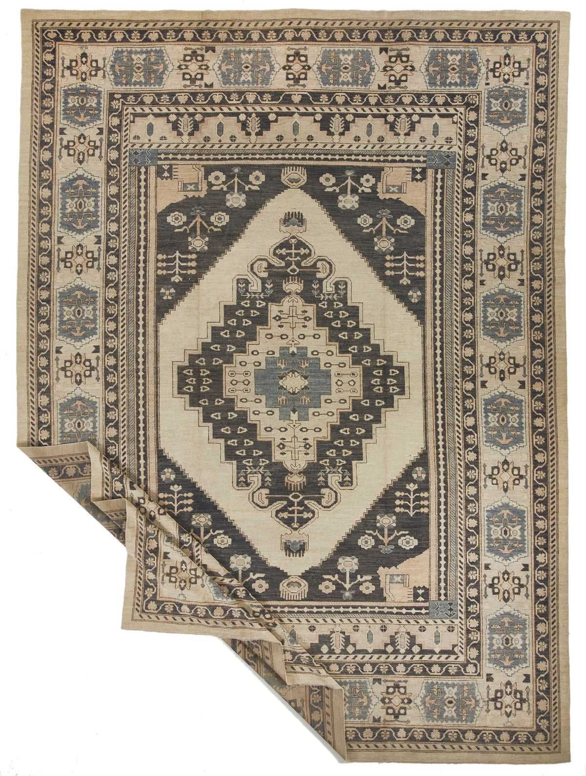 12x16 Beige and Blue Turkish Oushak Rug