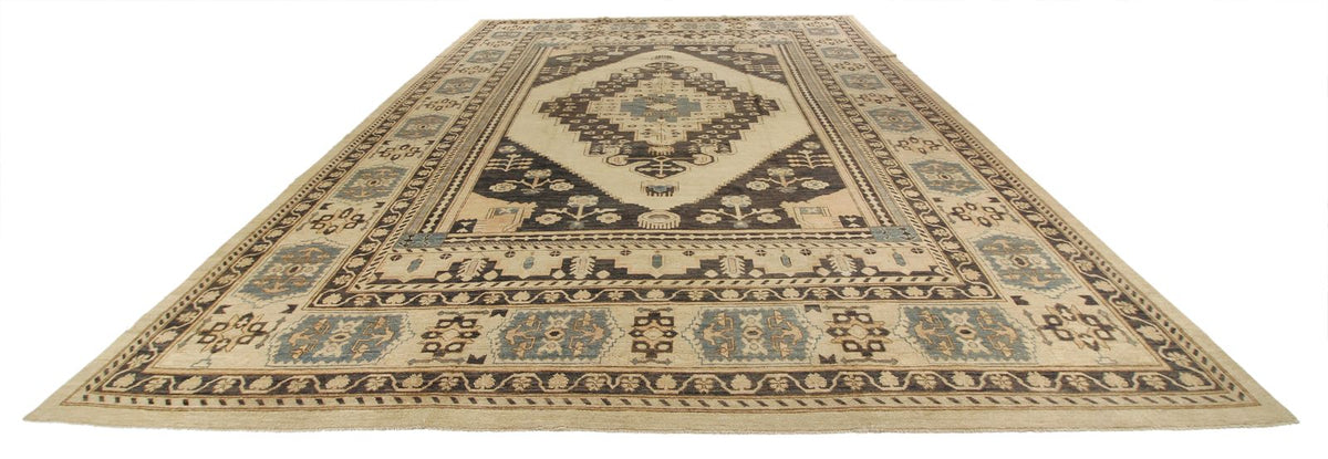 12x16 Beige and Blue Turkish Oushak Rug
