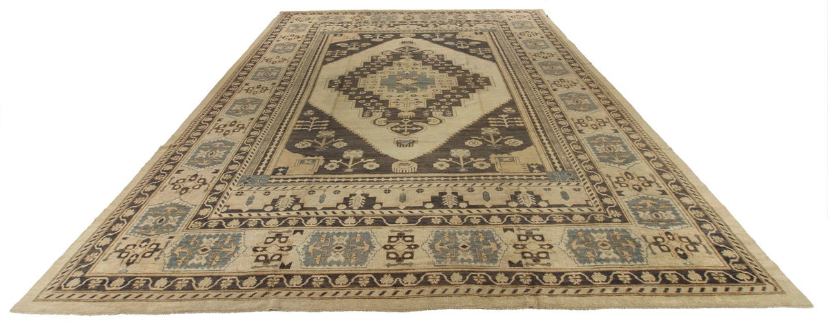 12x16 Beige and Blue Turkish Oushak Rug