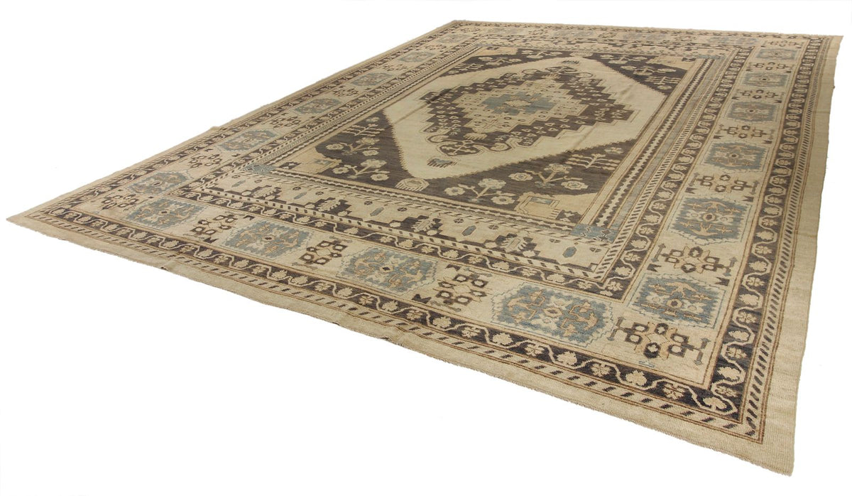 12x16 Beige and Blue Turkish Oushak Rug
